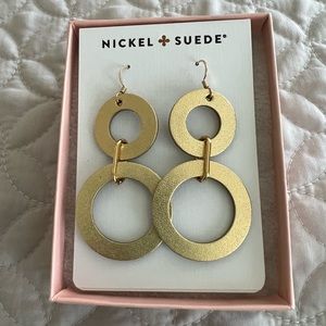 BNIB Nickel and Suede Gold Satin Sloanes